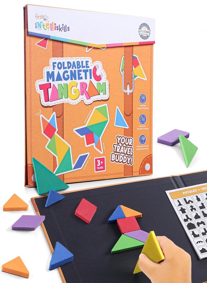 FIRSTCRY INTELLISKILLS لعبة أحجية تانغرام مغناطيسية مميزة من إنتليس سكيلز لتنمية مهارات الدماغ للأطفال، لعبة تعليمية وسفرية مناسبة للبنات والأولاد من عمر 3 سنوات فما فوق، ألعاب لتنمية الذكاء، معتمدة من BIS، هدية عيد ميلاد (قابلة للطي) - Image 1